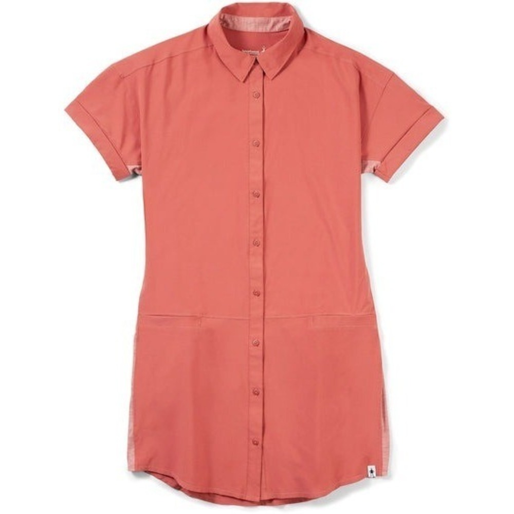 Smartwool Womens Dress Merino Wool‎ Blend Shirt Dress Sz M Salmon Pink Hiking